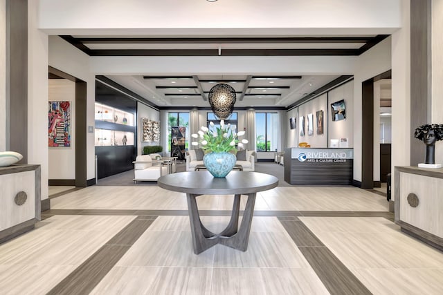 10571 SW Sunray St, Port Saint Lucie, FL 34987 - lobby with beam ceiling, coffered ceiling, and recessed lighting
