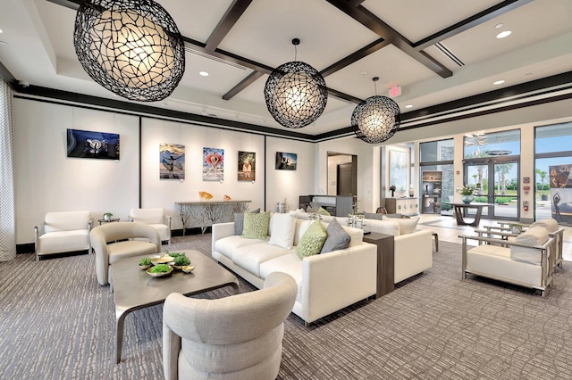 10571 SW Sunray St, Port Saint Lucie, FL 34987 - lobby featuring coffered ceiling, recessed lighting, and beam ceiling