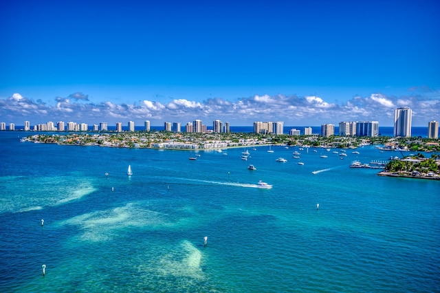 property view of water featuring a view of city