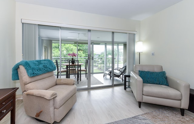 living area featuring light hardwood / wood-style floors