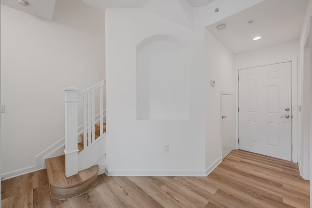 hallway featuring light wood-type flooring