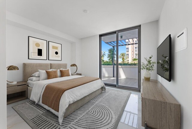 485 E Royal Palm Rd Unit 204, Boca Raton, FL 33432 - tiled bedroom featuring access to outside and expansive windows