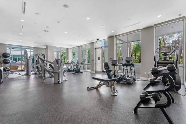 485 E Royal Palm Rd Unit 204, Boca Raton, FL 33432 - gym with plenty of natural light and recessed lighting