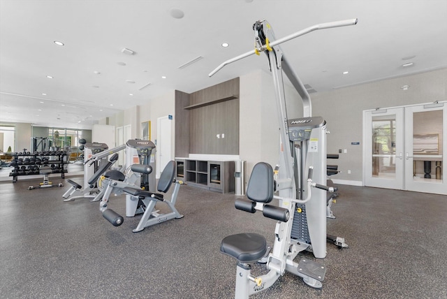 485 E Royal Palm Rd Unit 204, Boca Raton, FL 33432 - workout area with french doors and recessed lighting