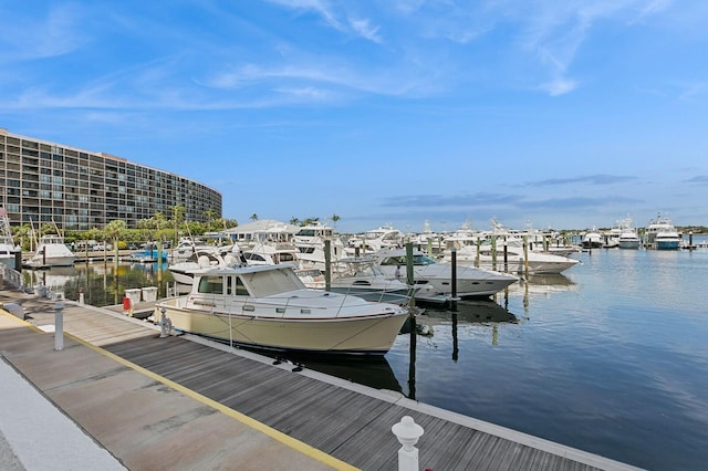 dock area featuring a water view