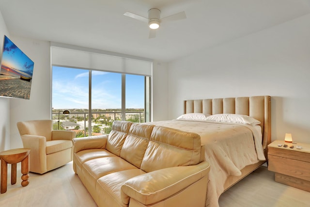 bedroom featuring ceiling fan