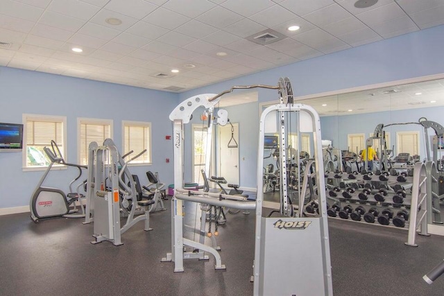 gym with a wealth of natural light