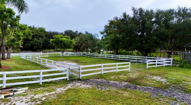 view of yard with a rural view