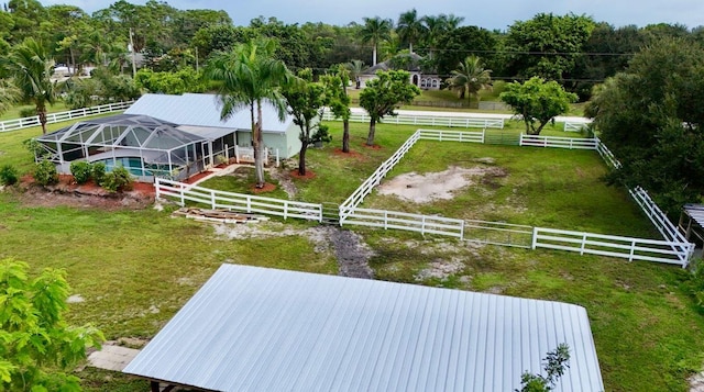 aerial view with a rural view