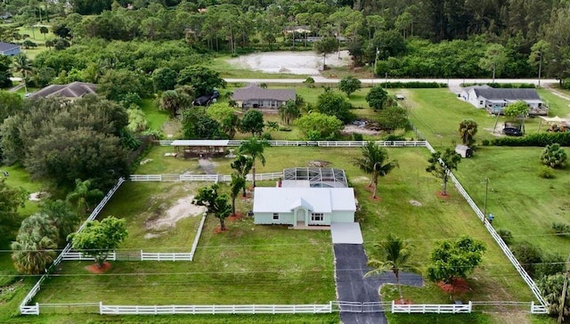 aerial view featuring a rural view