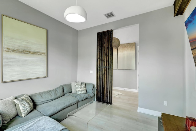 living room featuring light hardwood / wood-style floors