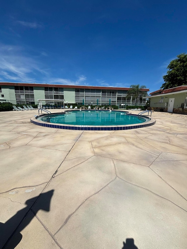 view of pool featuring a patio