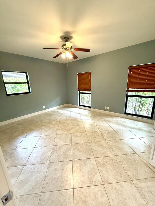 view of pool with grilling area, ceiling fan, and a patio