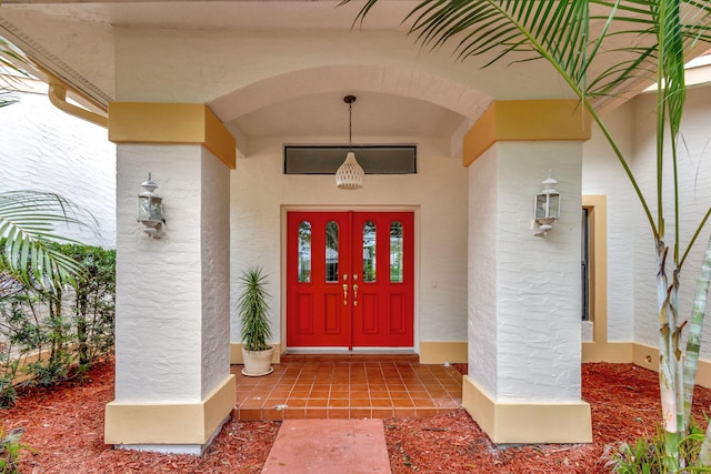 property entrance featuring french doors