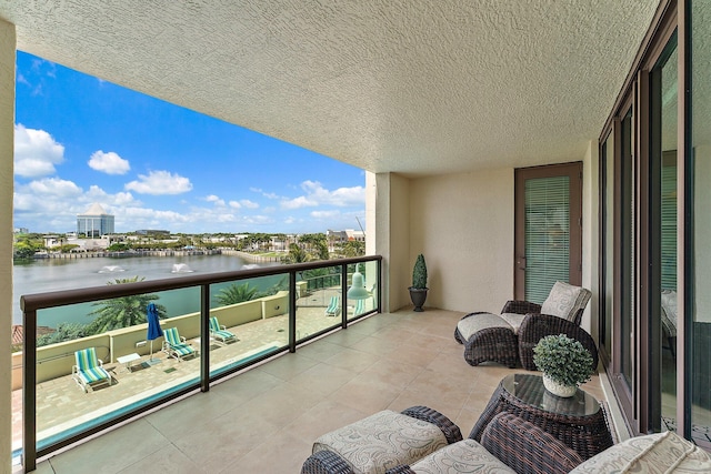 balcony with a water view