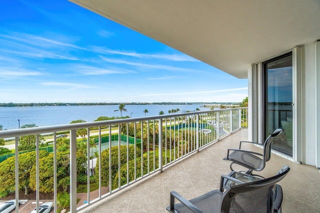 balcony with a water view