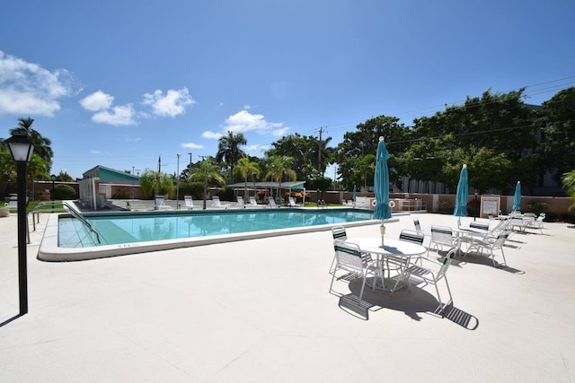 view of pool featuring a patio