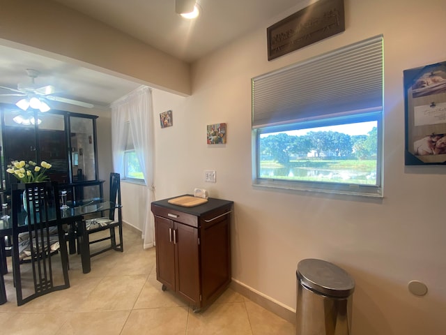 interior space with ceiling fan and a healthy amount of sunlight