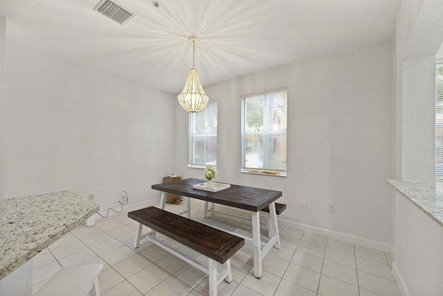 view of tiled dining area