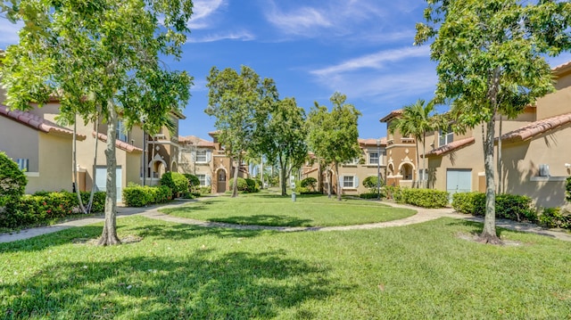 view of community featuring a lawn