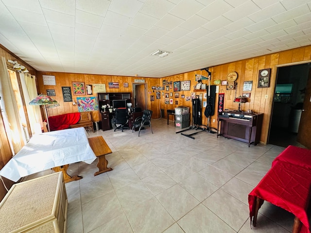 interior space with wooden walls