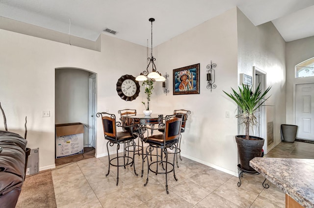 view of tiled dining room