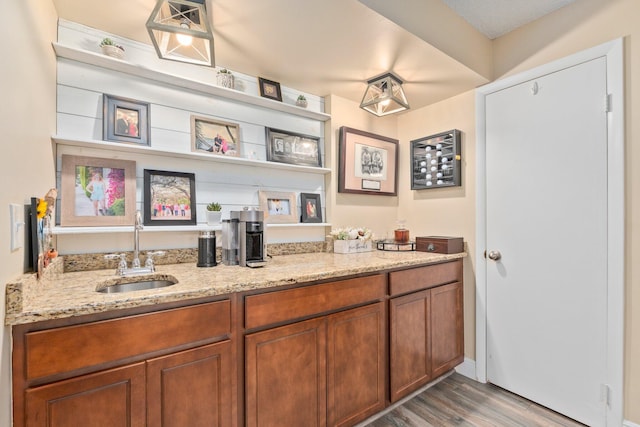 bathroom featuring vanity and hardwood / wood-style flooring