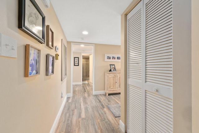 hallway featuring light wood-type flooring