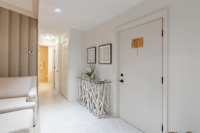 interior space featuring light tile patterned floors