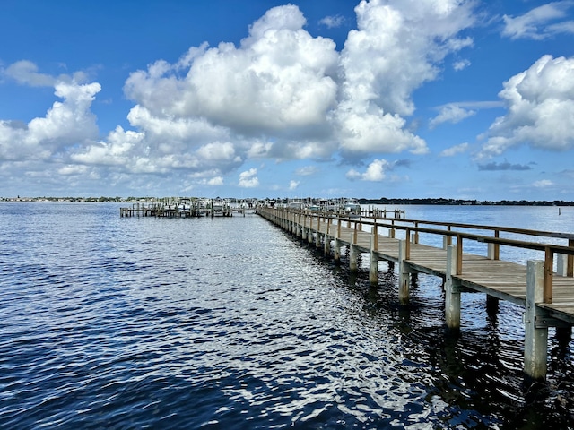 view of dock featuring a water view