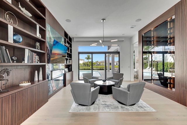 living room featuring light hardwood / wood-style floors