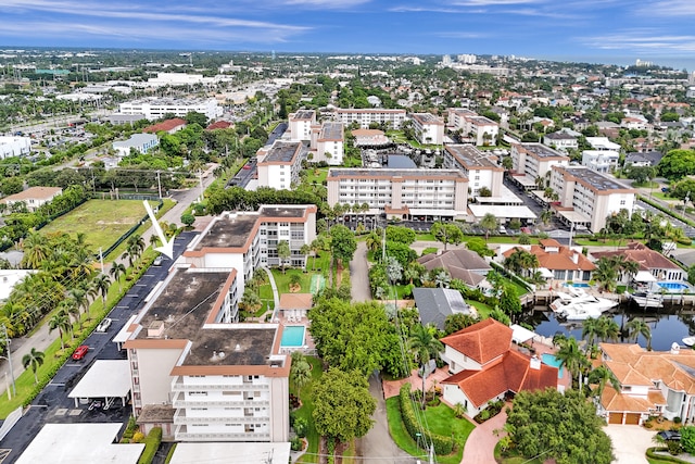 bird's eye view featuring a water view