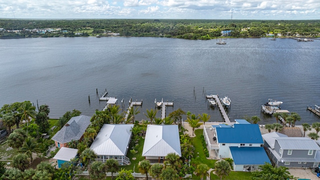 bird's eye view featuring a water view