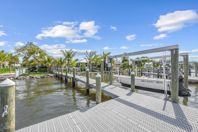 dock area featuring a water view