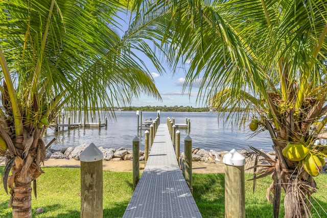 view of dock featuring a water view