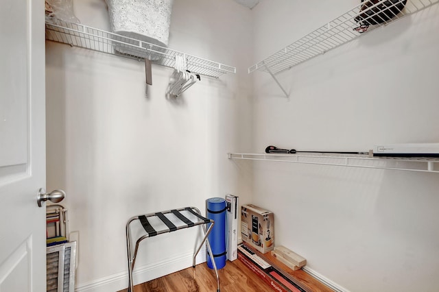 spacious closet with hardwood / wood-style floors