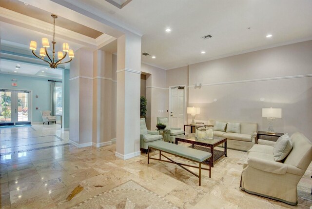 dining room with a raised ceiling and crown molding