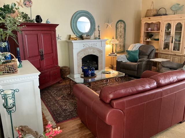 living room with light hardwood / wood-style floors