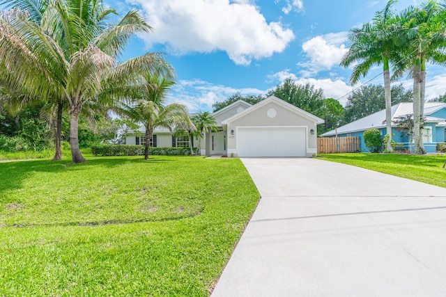 view of front of home featuring a garage and a front yard