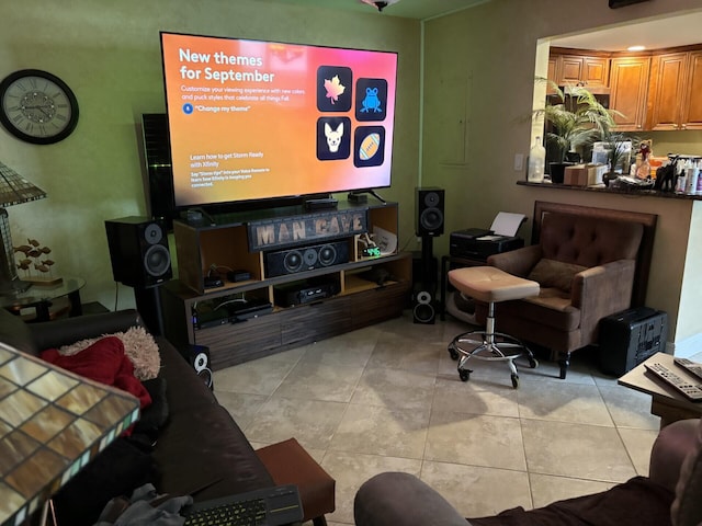 view of tiled living room