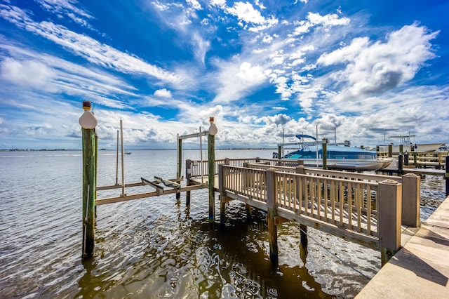 view of dock featuring a water view