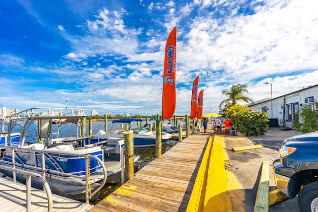 dock area featuring a water view