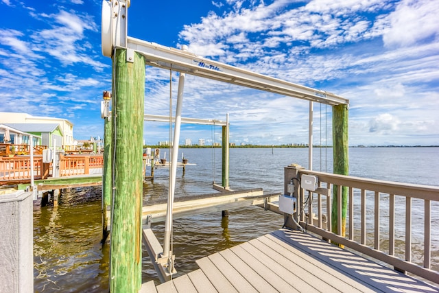 dock area featuring a water view