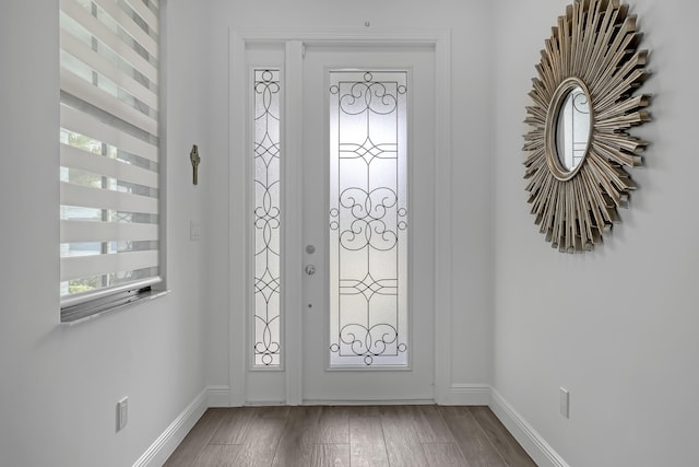 entryway featuring hardwood / wood-style flooring