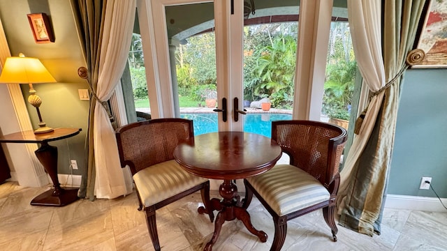 sitting room with french doors