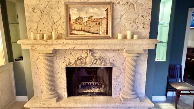 interior details with a high end fireplace