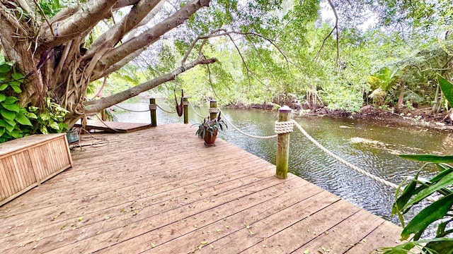 view of dock featuring a water view