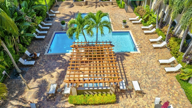 view of pool featuring a patio