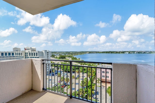 balcony with a water view