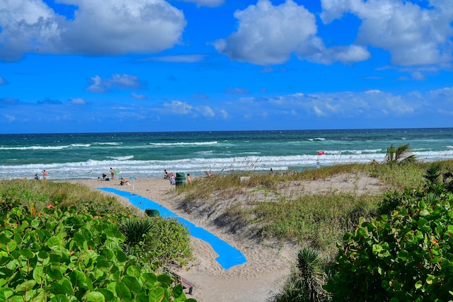 view of water feature featuring a view of the beach